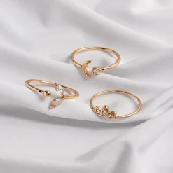 Timi of Sweden: Leah - White Crystal Leaf Ring - Gold (Smykke, Rings)