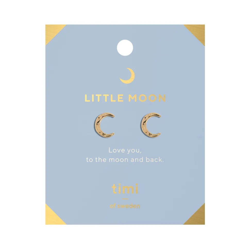 Timi of Sweden: Little Moon Hammered Moon Stud Earrings - Gold (Smykke, Earrings)