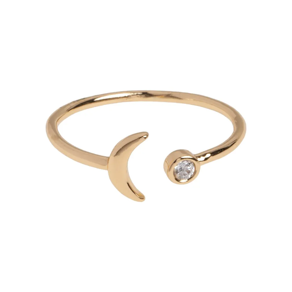 Timi of Sweden: Luna - Moon And Crystal Ring - Gold (Smykke, Rings)
