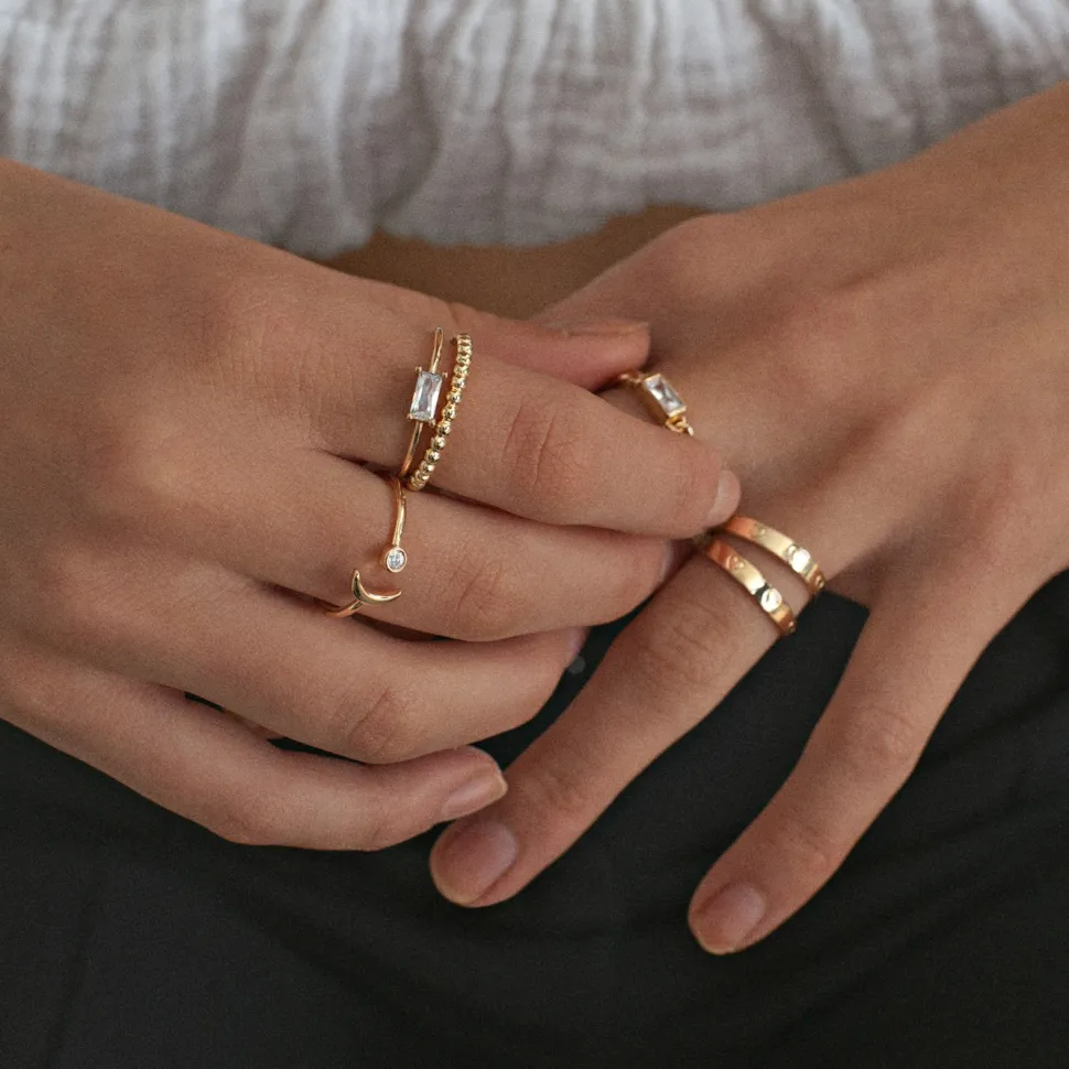 Timi of Sweden: Luna - Moon And Crystal Ring - Gold (Smykke, Rings)