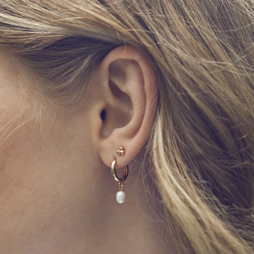 Timi of Sweden: Pearl Small Hoop Earrings - Gold (Smykke, Earrings)