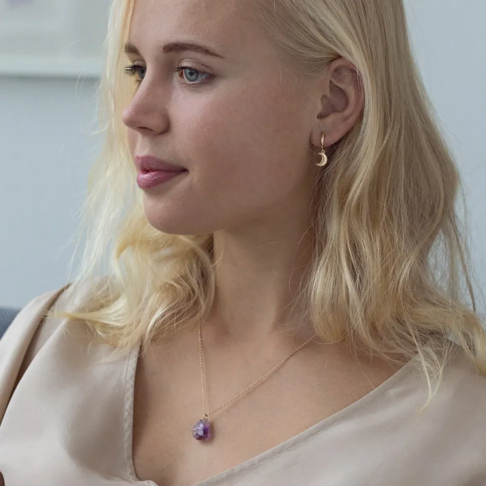 Timi of Sweden: Precious stone Necklace, Gold - Violet Amethyst (Smykke, Necklace)
