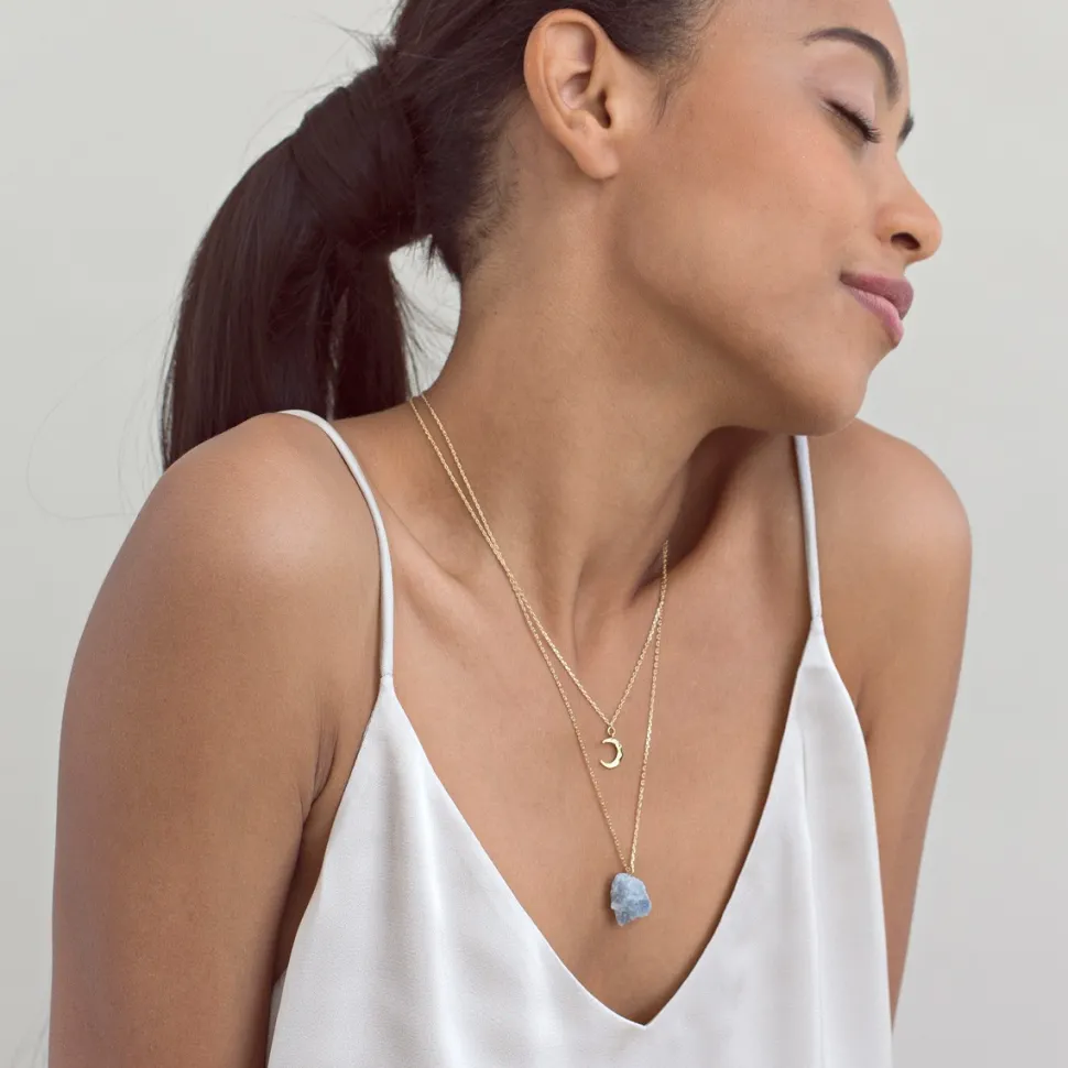 Timi of Sweden: Precious stone Necklace, Gold - Aqua Marine (Smykke, Necklace)