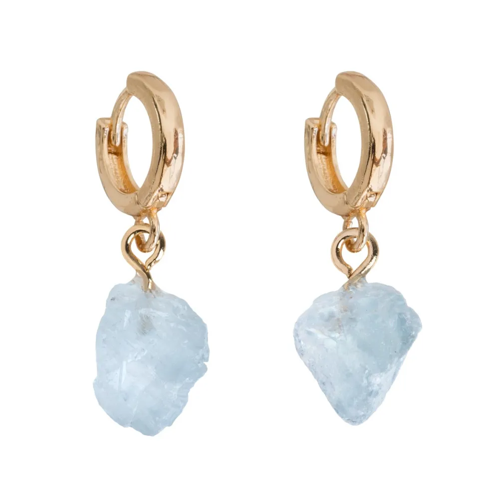 Timi of Sweden: Semi Precious Hoop Earrings - Aqua Marine (Smykke, Earrings)