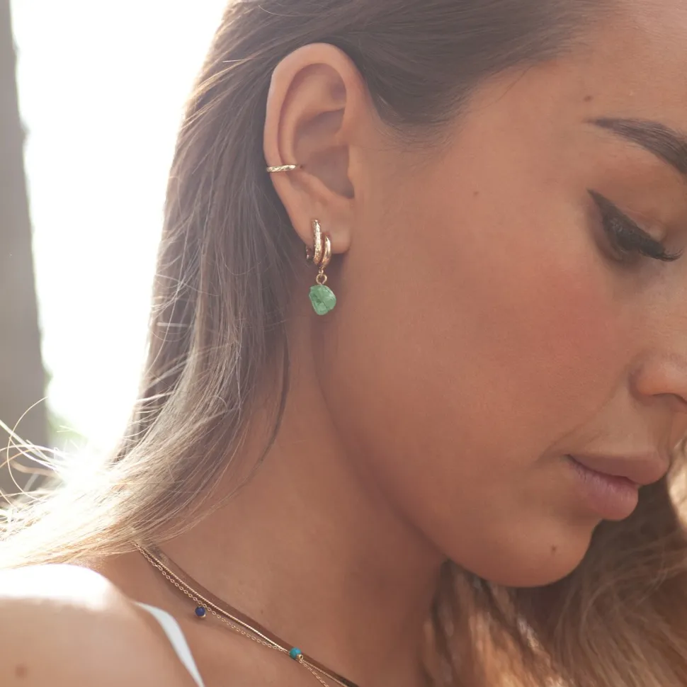 Timi of Sweden: Semi Precious Hoop Earrings - Amazonite (Smykke, Earrings)